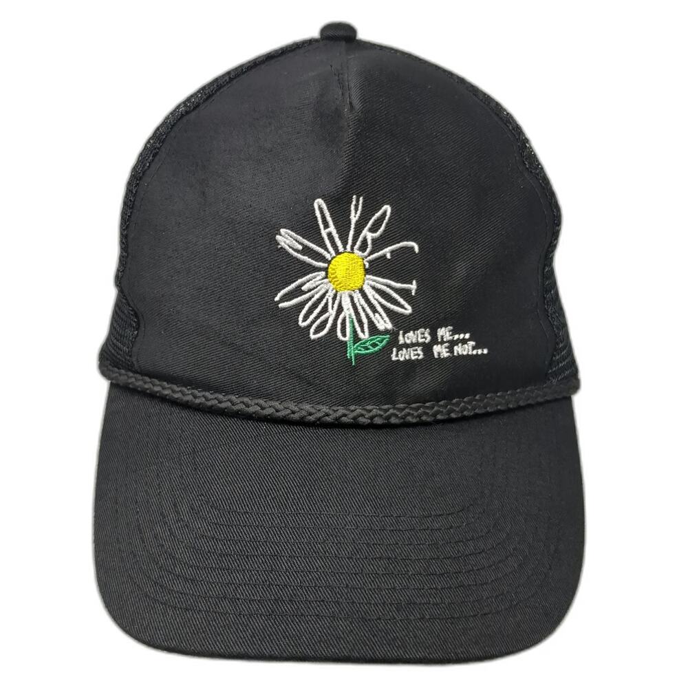 Maybe Tomorrow 5 Panel Black Hat One Size Daisy Loves Me Not Mesh Rope Snapback